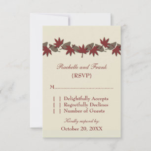 Autumn verliet RSVP-kaart RSVP-grens, rood/bruin RSVP Kaartje