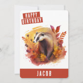 Autumn vibes Badger Verjaardag Kaart (Voorkant)