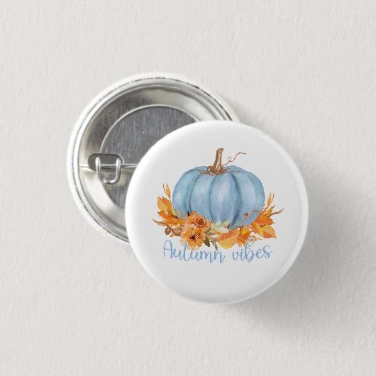 Autumn Vibes Blue Pumpkin Button (Voorkant /achterkant)