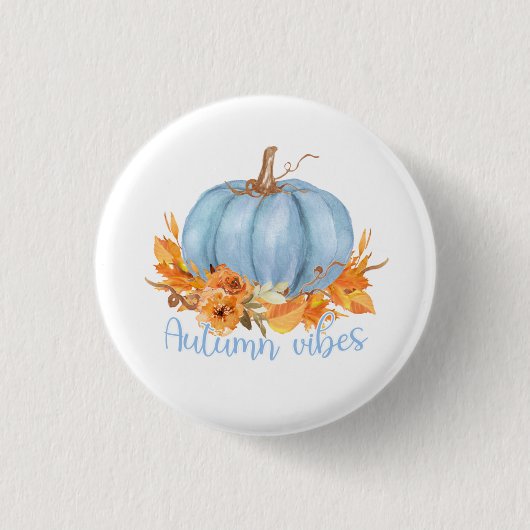 Autumn Vibes Blue Pumpkin Button (Voorkant)