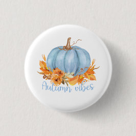 Autumn Vibes Blue Pumpkin Button