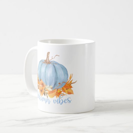 Autumn Vibes Blue Pumpkin Coffee Mok (Voorkant links)