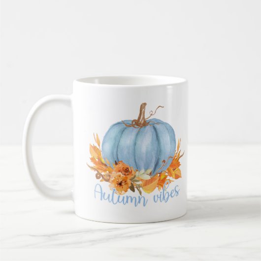 Autumn Vibes Blue Pumpkin Coffee Mok (Links)