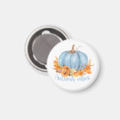 Autumn Vibes Blue Pumpkin Magnet (Voorkant / Achterkant)