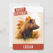 Autumn vibes Boar Birthday Kaart (Voorkant)