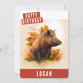 Autumn vibes Boar Birthday Kaart