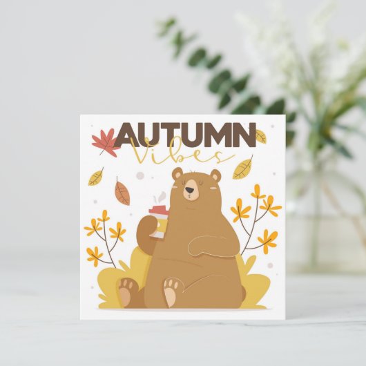 Autumn Vibes Coffee Beer Bedankkaart (Staand voorkant)