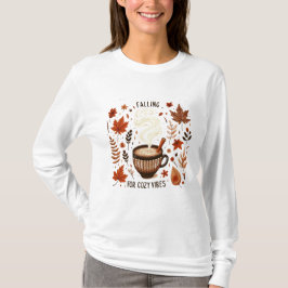 Autumn Vibes Coffee, Leaves & Cosy Herfst Esthetis T-shirt