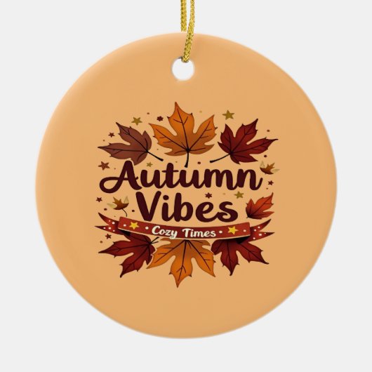 Autumn Vibes Cosy Fall Leaves Design Keramisch Ornament (Voorkant)