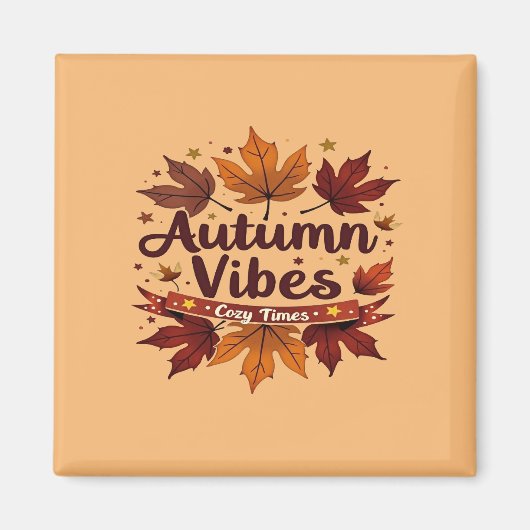 Autumn Vibes Cosy Fall Leaves Design Magneet (Voorkant)