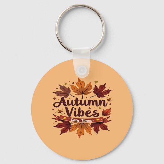 Autumn Vibes Cosy Fall Leaves Design Sleutelhanger (Voorkant)