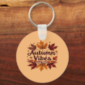 Autumn Vibes Cosy Fall Leaves Design Sleutelhanger (Voorkant)