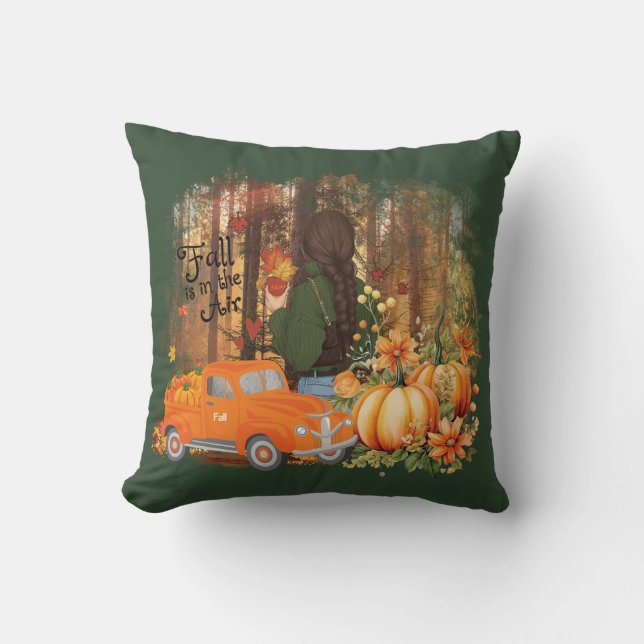 Autumn Vibes, een auto geladen met pompoen Kussen (Voorkant)