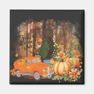 Autumn Vibes, een auto geladen met pompoen Magneet
