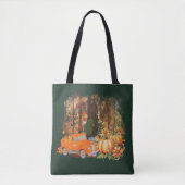 Autumn Vibes, een auto geladen met pompoen Tote Bag (Voorkant)
