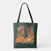 Autumn Vibes, een auto geladen met pompoen Tote Bag (Achterkant)