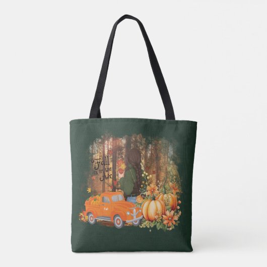 Autumn Vibes, een auto geladen met pompoen Tote Bag (Achterkant)