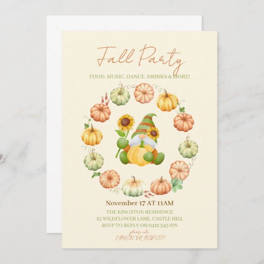 Autumn Vibes Fall party  Kaart (Voorkant / Achterkant)