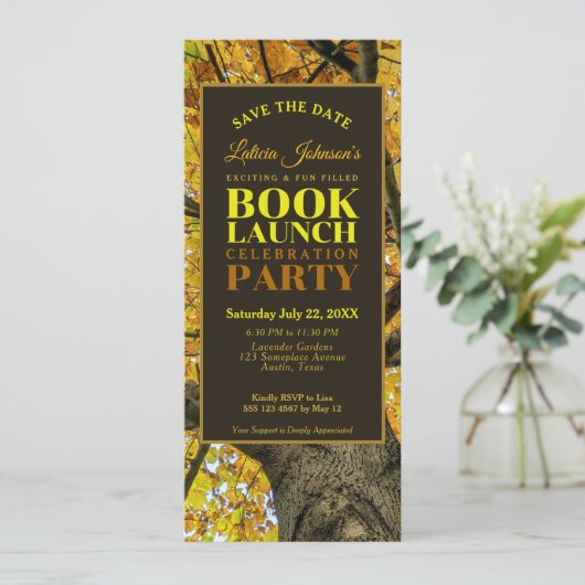 Autumn Vibes Natuur Book Lancering Save the Date Kaart (Staand voorkant)