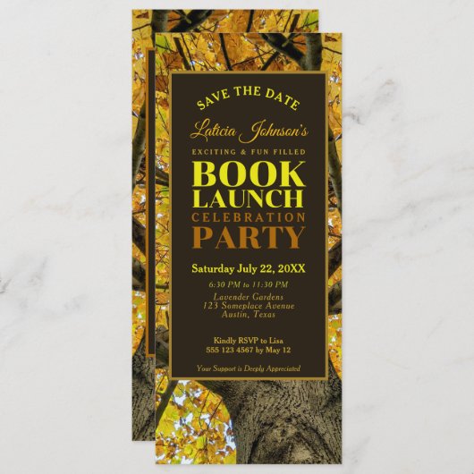 Autumn Vibes Natuur Book Lancering Save the Date Kaart (Voorkant / Achterkant)