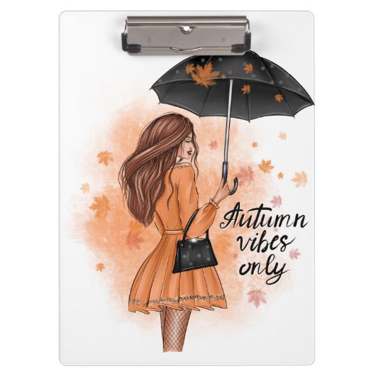 Autumn Vibes only Herfst Mode Girl Klembord (Voorkant)