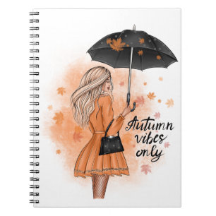 Autumn Vibes only Herfst Mode Girl Notitieboek