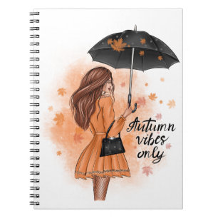 Autumn Vibes only Herfst Mode Girl Notitieboek