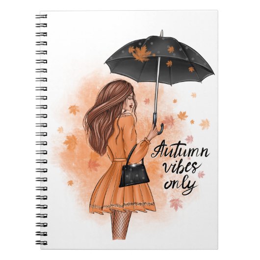 Autumn Vibes only Herfst Mode Girl Notitieboek (Voorkant)