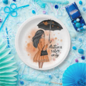 Autumn Vibes only Herfst Mode Girl Papieren Bordje (Feest)