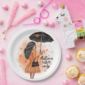 Autumn Vibes only Herfst Mode Girl Papieren Bordje (Feest)