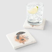 Autumn Vibes only Herfst Mode Girl Square Stenen Onderzetter (Zijkant)