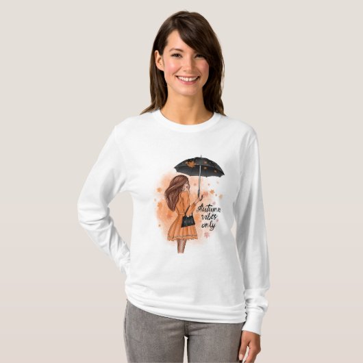Autumn Vibes only Herfst Mode Girl T-shirt (Voorkant volledig)