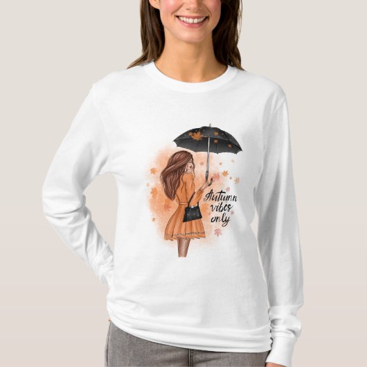 Autumn Vibes only Herfst Mode Girl T-shirt (Voorkant)