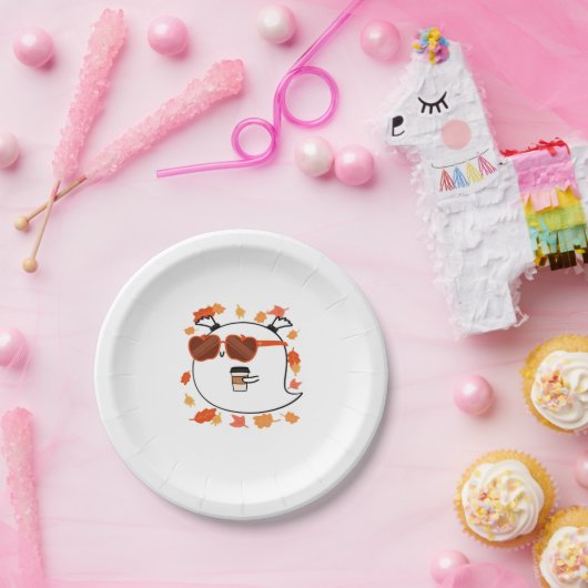 Autumn Vibes Schattige Ghost Classic T-shirt Papieren Bordje (Feest)