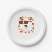 Autumn Vibes Schattige Ghost Classic T-shirt Papieren Bordje (Voorkant)