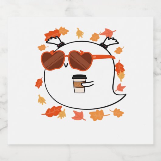 Autumn Vibes Schattige Ghost Classic T-shirt Sparkling Wijnetiket (Enkel label)