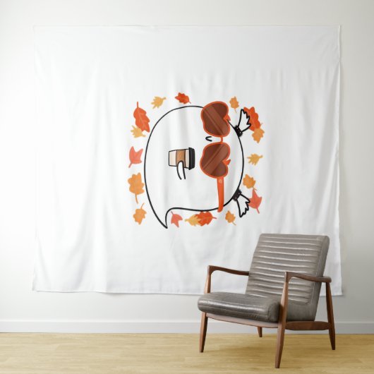 Autumn Vibes Schattige Ghost Classic T-shirt Wandkleed (In Situ (horizontaal))