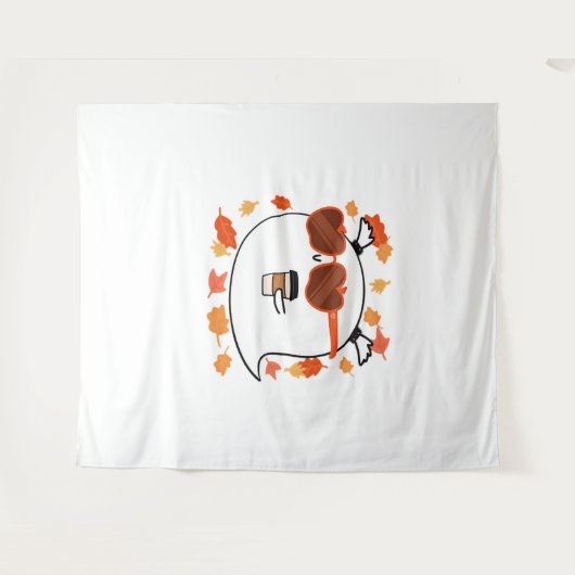 Autumn Vibes Schattige Ghost Classic T-shirt Wandkleed (Voorkant (horizontaal))