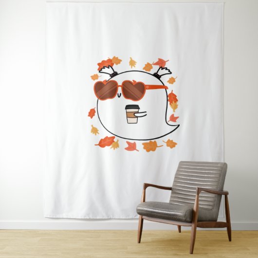 Autumn Vibes Schattige Ghost Classic T-shirt Wandkleed (In situ)