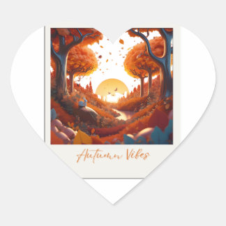 Autumn Vibes Surrealisme Hart Sticker