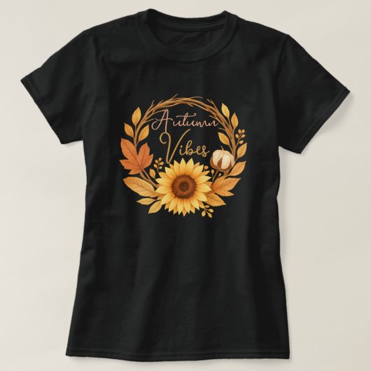 Autumn Vibes Zonnebloem T-shirt (Design voorkant)