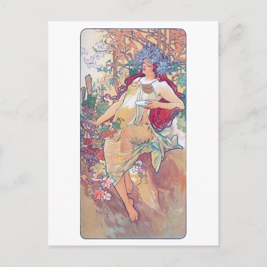 Autumn (Vier seizoenen), Alphonse Mucha Briefkaart (Voorkant)