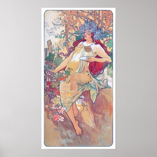 Autumn (Vier seizoenen), Alphonse Mucha Poster (Voorkant)
