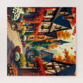 Autumn Village & Flower Cart Jigsaw Puzzle Legpuzzel (Horizontaal)