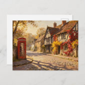 Autumn Village Scene in Golden Light Briefkaart (Voorkant / Achterkant)