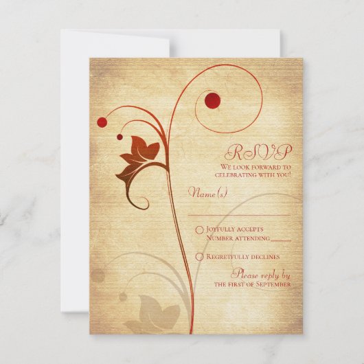 Autumn Vine Berries Wedding RSVP Reageer (Voorkant)