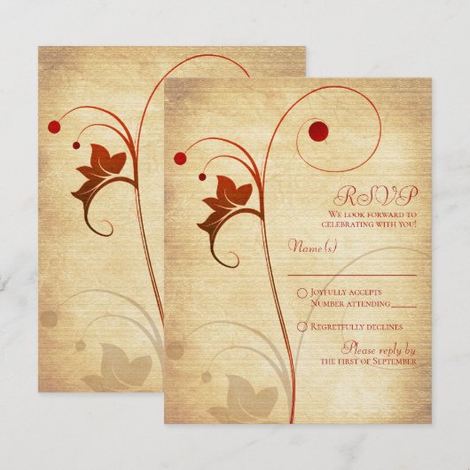 Autumn Vine Berries Wedding RSVP Reageer (Voorkant / Achterkant)