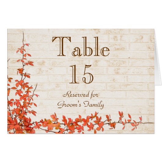 Autumn Vine Table Seating Name Kaart (Voorkant Horizontaal)