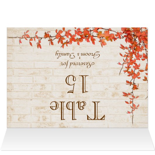 Autumn Vine Table Seating Name Kaart (Binnen Horizontaal (Boven))