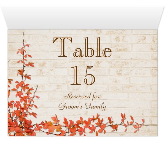 Autumn Vine Table Seating Name Kaart (Binnen Horizontaal (Onder))